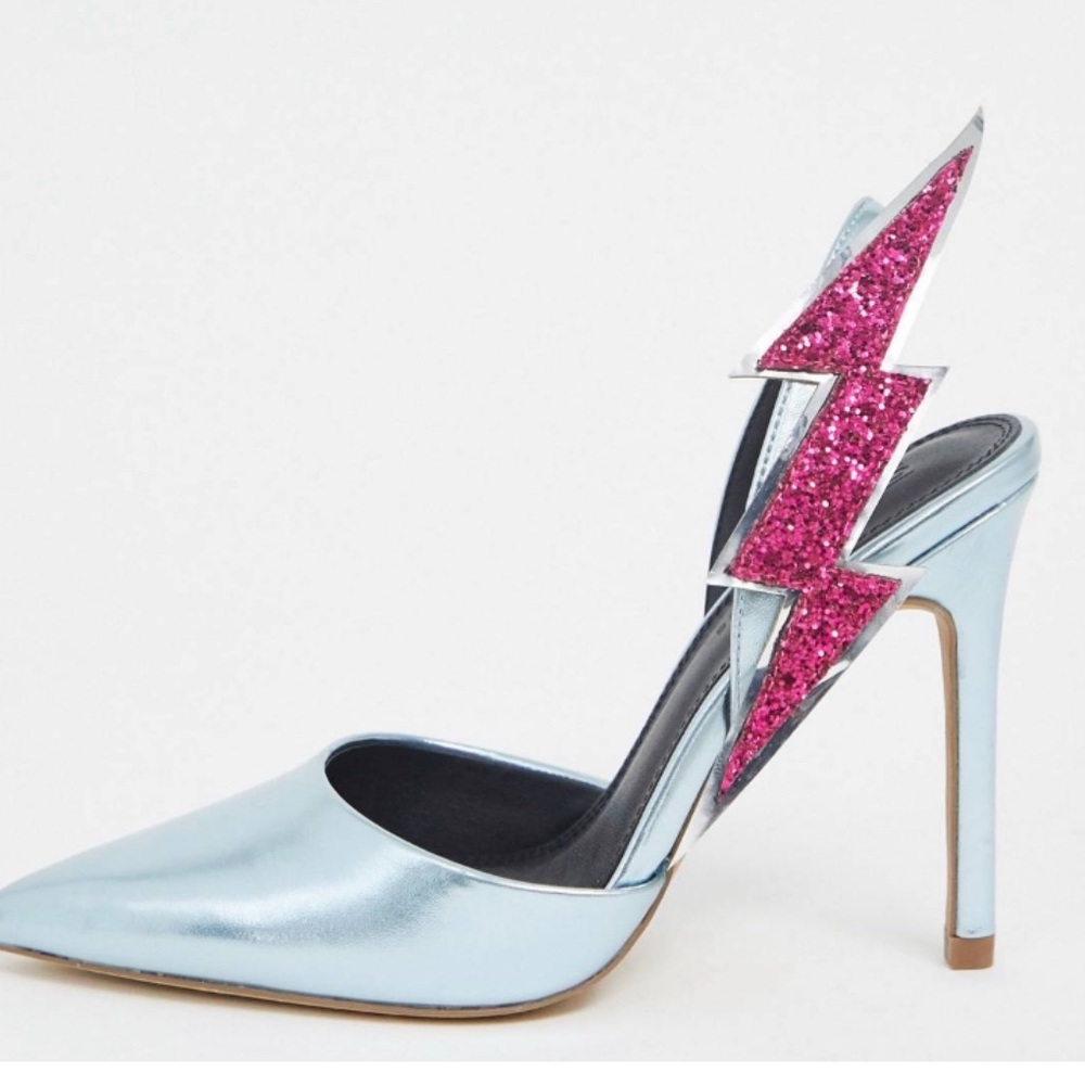 SOLD-  Icy Blue Sling back pumps